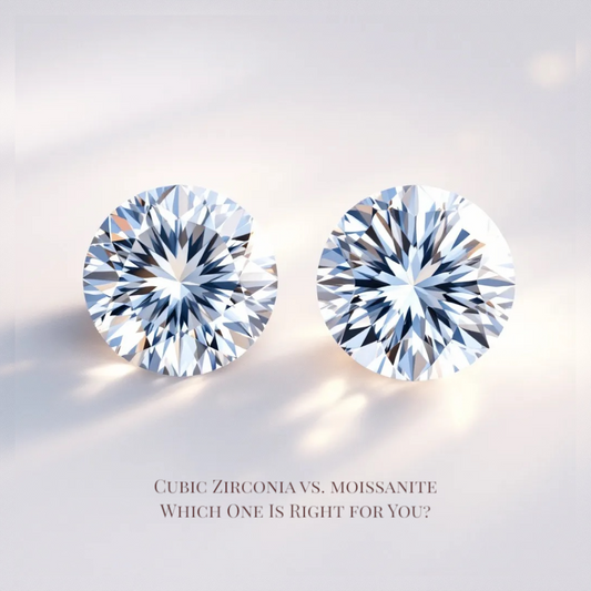 Moissanite vs cubic zirconia jewellery sparkle comparison photo with neutral styling