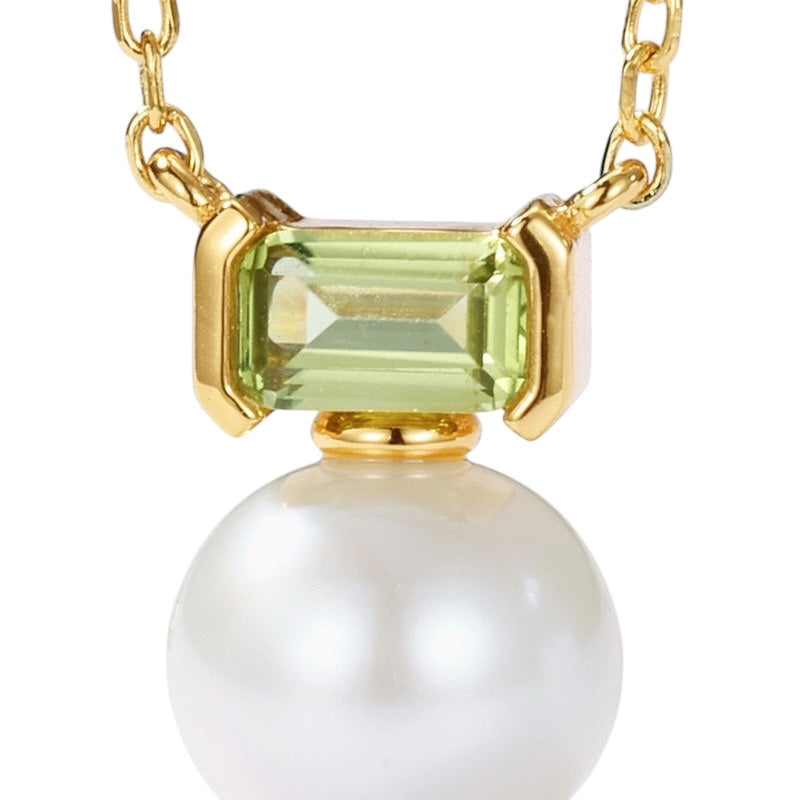 Peridot and Pearl August Birthstone Necklace DAPR