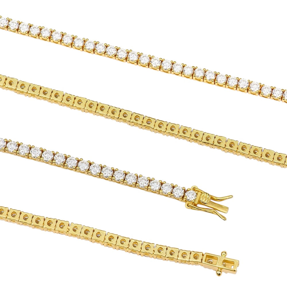 3mm Tennis Chain Necklace Moissanite – Luxe 18K Gold Necklace | DAPR Aus
