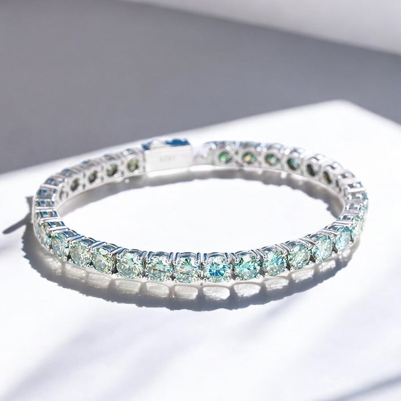 Tennis Bracelet Luxe Turquoise Moissanite – 18K Gold Plated | DAPR