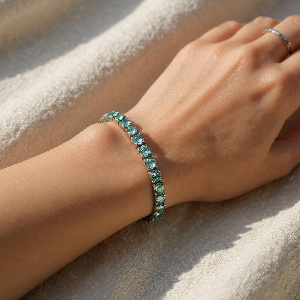 Tennis Bracelet Luxe Turquoise Moissanite – 18K Gold Plated | DAPR