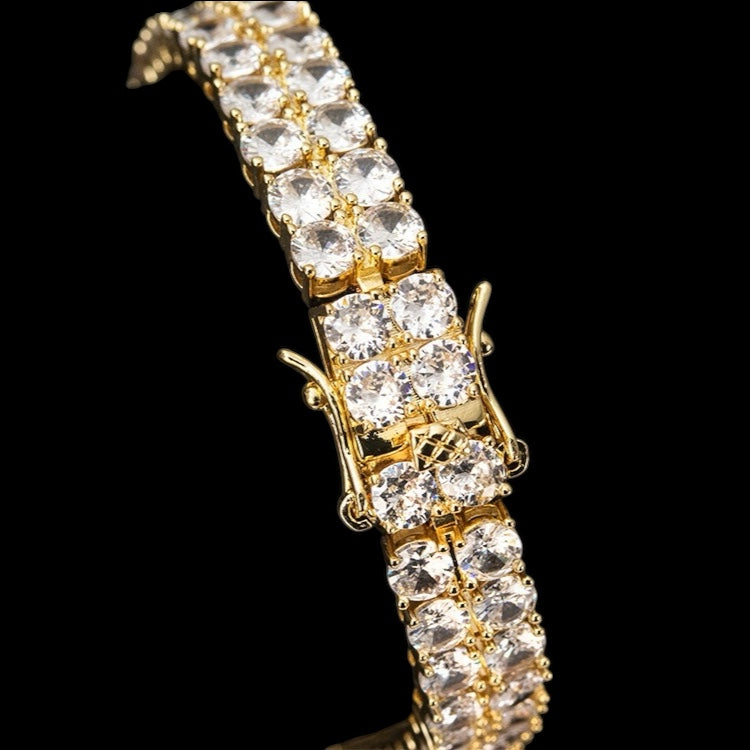 Iced Double Row Tennis Bracelet 18k Gold Shine