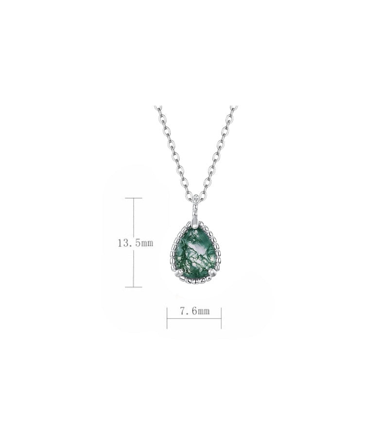 Green Moss Agate Crystal Pendant Necklace