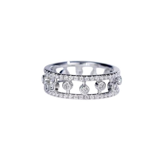Double Band Ring Full Moissanite Pavé Setting DAPR