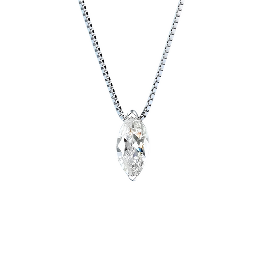 1ct Marquise Cut Moissanite Necklace – 18K Gold Vermeil, Engravable DAPR