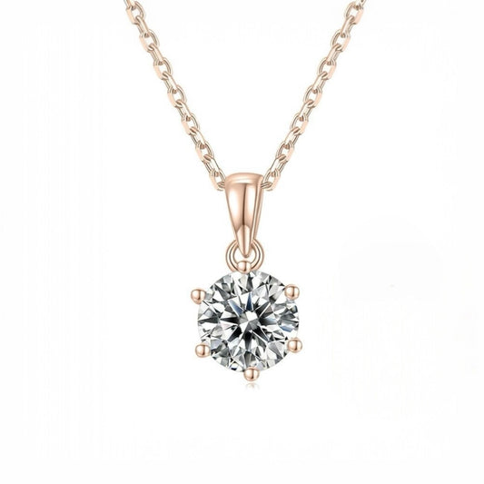 Simple 1ct moissanite 6-prong gold necklace DAPR