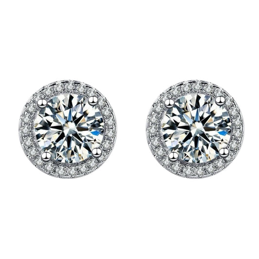 Unisex Radiant Halo Moissanite Stud Earrings in S925 sterling silver, minimalist jewellery available in Australia.