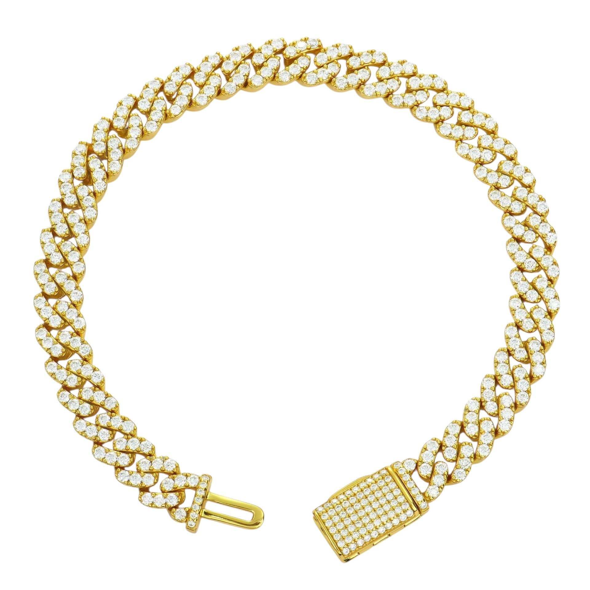 Cuban Link Chain Moissanite Bracelet 1 row – Gold and Platinum Choice | DAPR