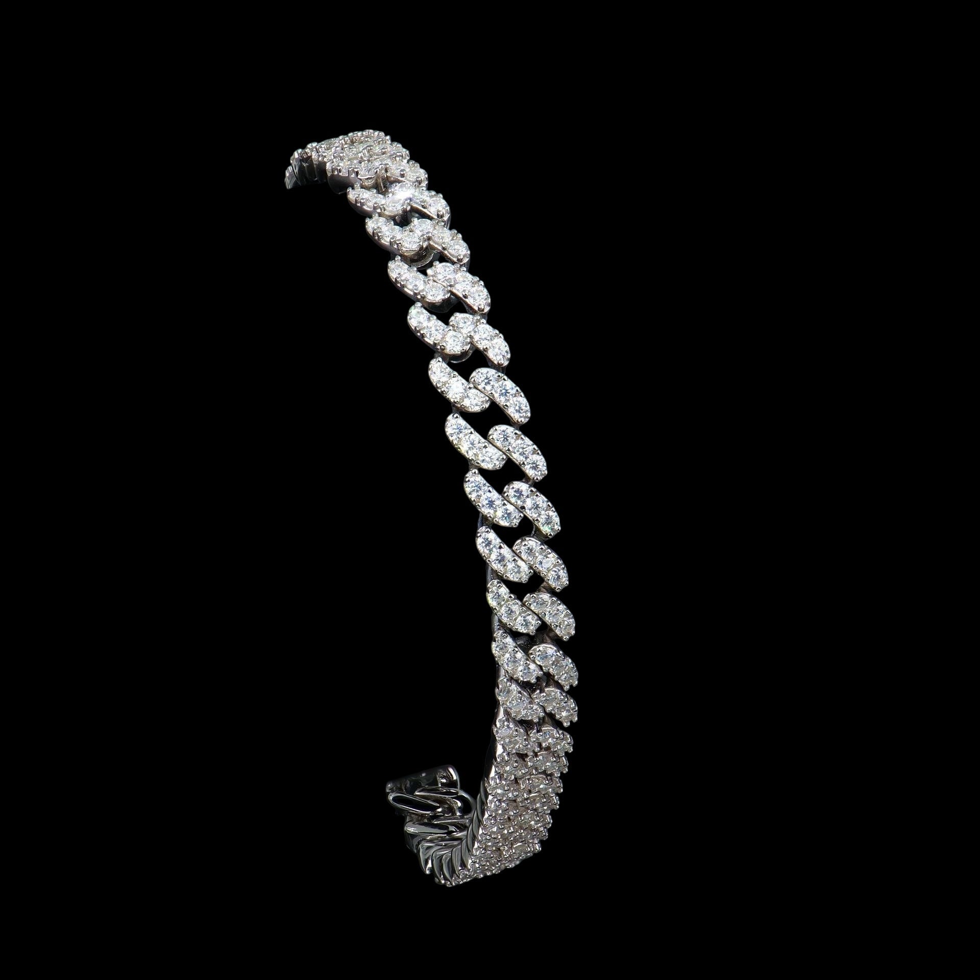 Cuban Link Chain Moissanite Bracelet 1 row – Gold and Platinum Choice | DAPR