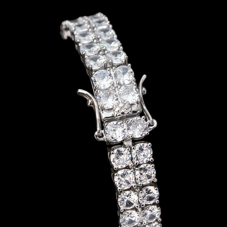 Iced Double Row Tennis Bracelet Platinum Shine