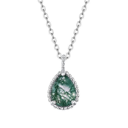 Green Moss Agate Crystal Pendant Necklace